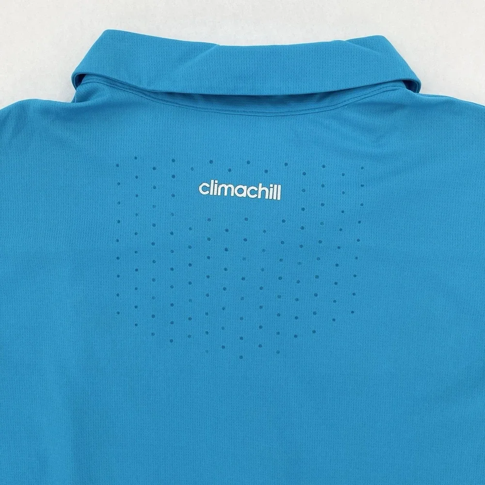 Adidas Climacool Polo Shirt Mens XL Blue Colonial Country Club Golf Logo